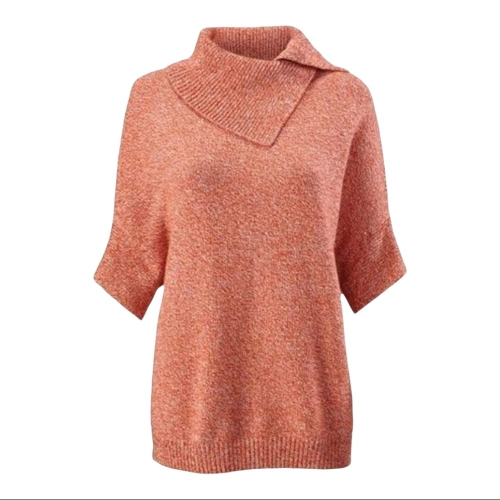 CABI 3011 Foldover Pullover Sweater Cowl Neck Orange Boxy Dolman